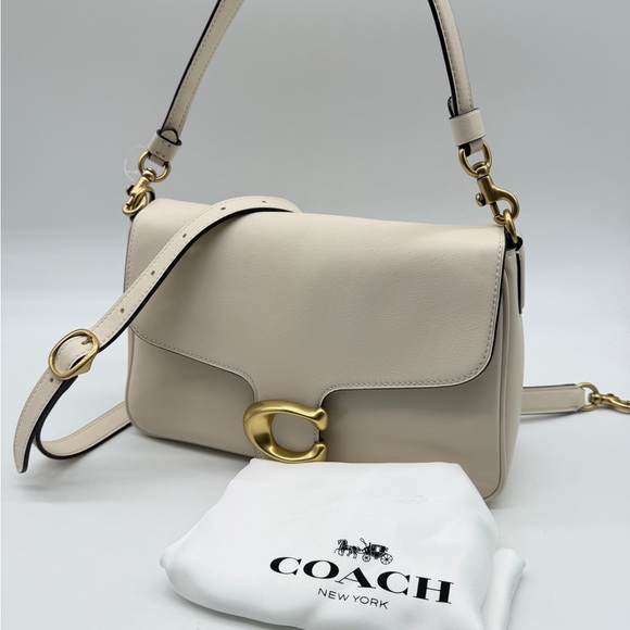 COACH Soft Tabby genuine leather shoulder crossbody + Dust bag  CHALK WHITE - Picture 14 of 16